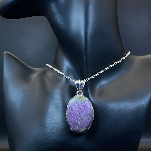 .925 Sterling Silver Purpurite Oval Pendant #1