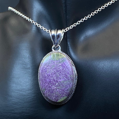 .925 Sterling Silver Purpurite Oval Pendant #1