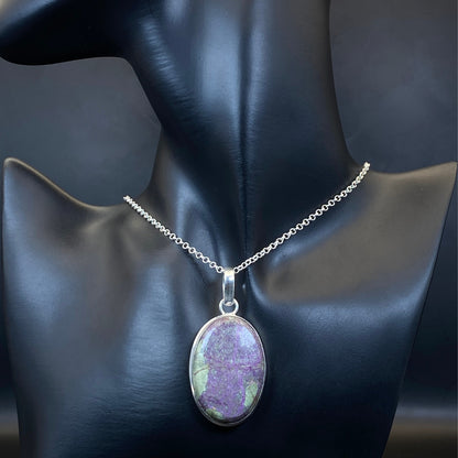 .925 Sterling Silver Purpurite Oval Pendant #2
