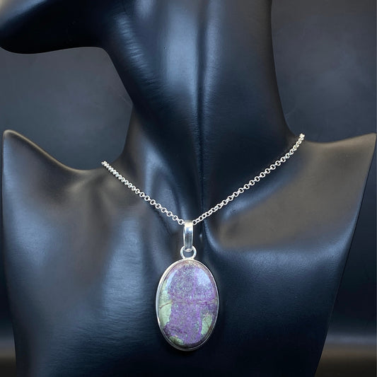 .925 Sterling Silver Purpurite Oval Pendant #2