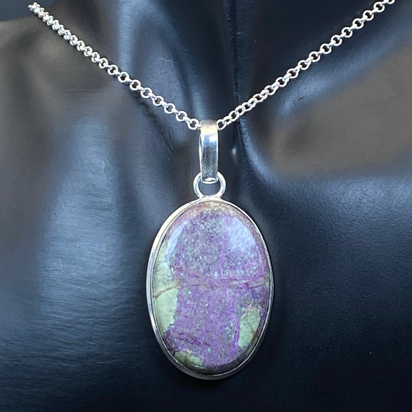 .925 Sterling Silver Purpurite Oval Pendant #2