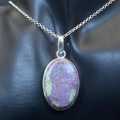 .925 Sterling Silver Purpurite Oval Pendant #2
