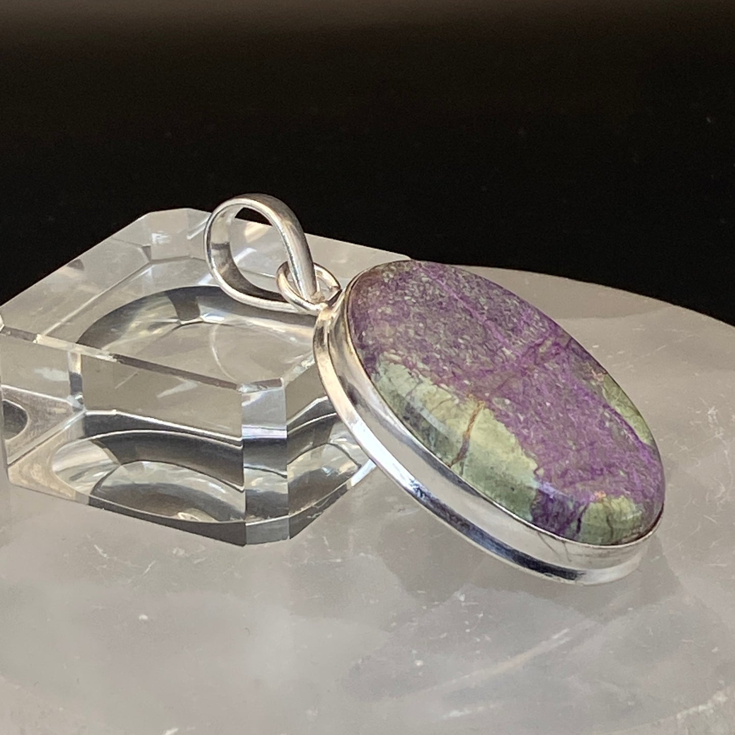 .925 Sterling Silver Purpurite Oval Pendant #2