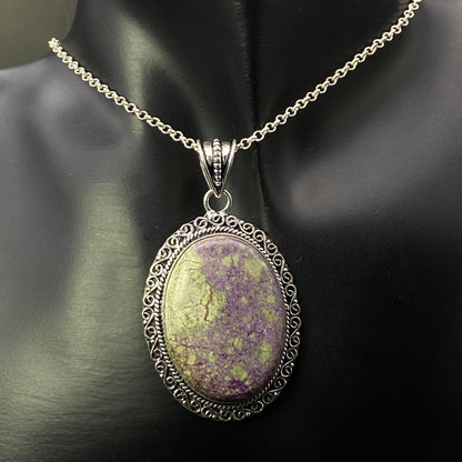 .925 Sterling Silver Purpurite Oval Pendant #3