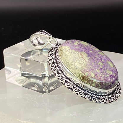 .925 Sterling Silver Purpurite Oval Pendant #3