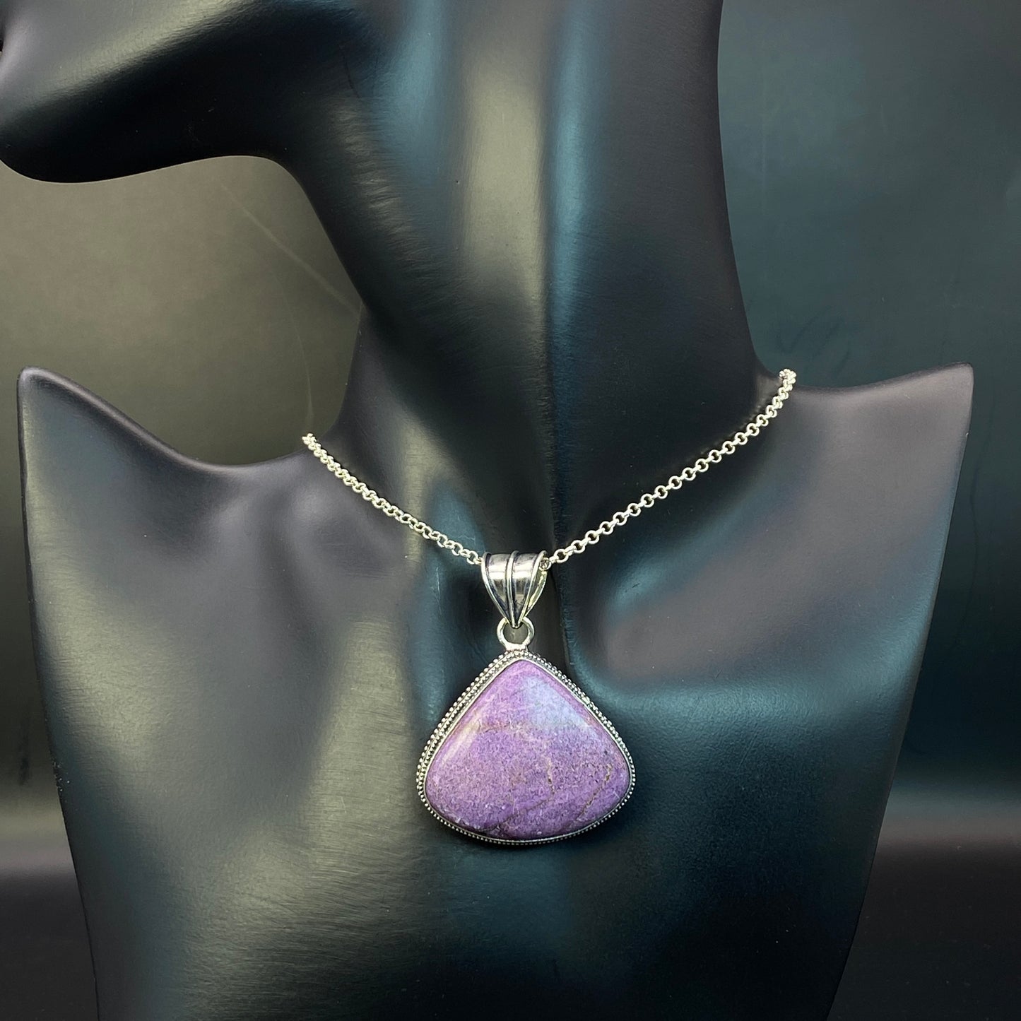 .925 Sterling Silver Purpurite Teardrop Pendant #2