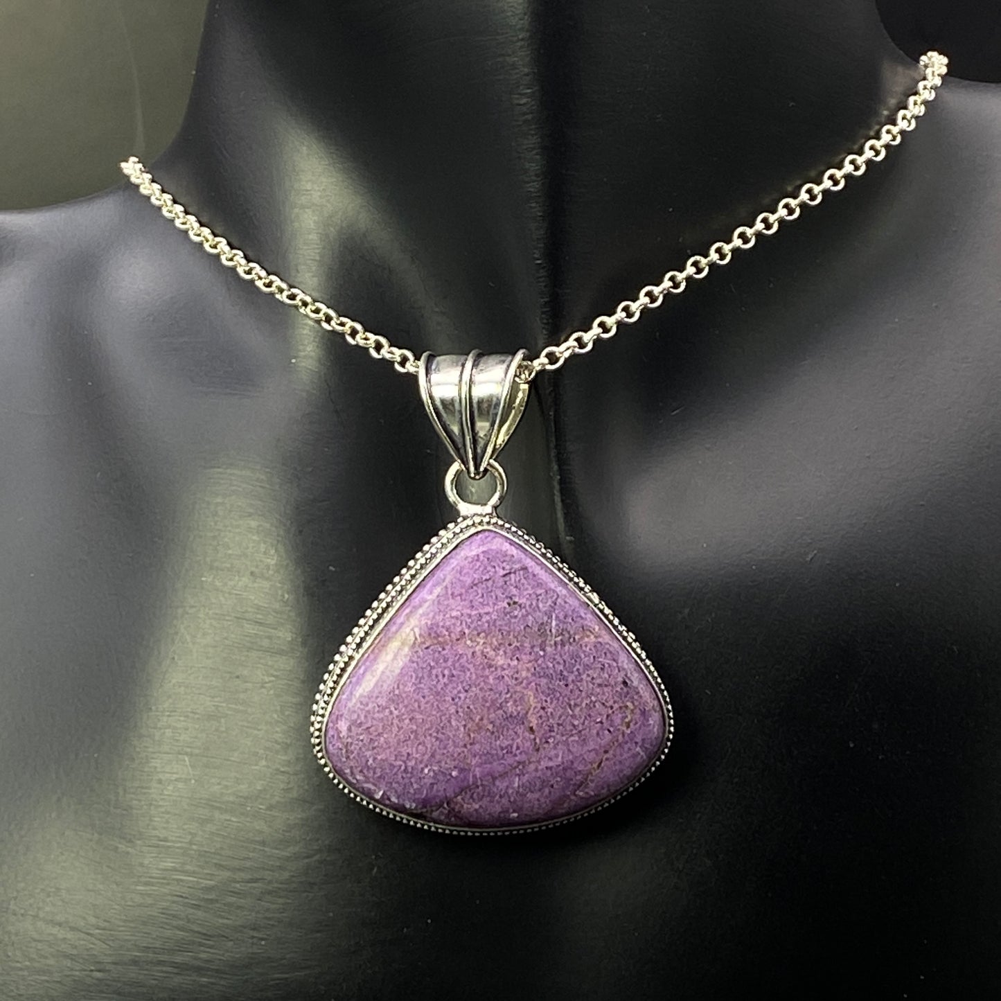 .925 Sterling Silver Purpurite Teardrop Pendant #2
