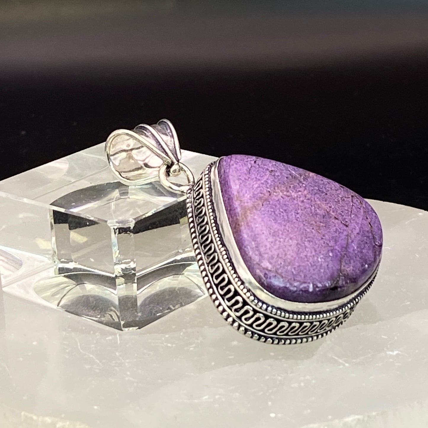 .925 Sterling Silver Purpurite Teardrop Pendant #2