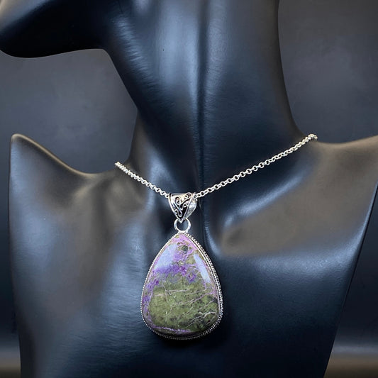 .925 Sterling Silver Purpurite Teardrop Pendant - Large