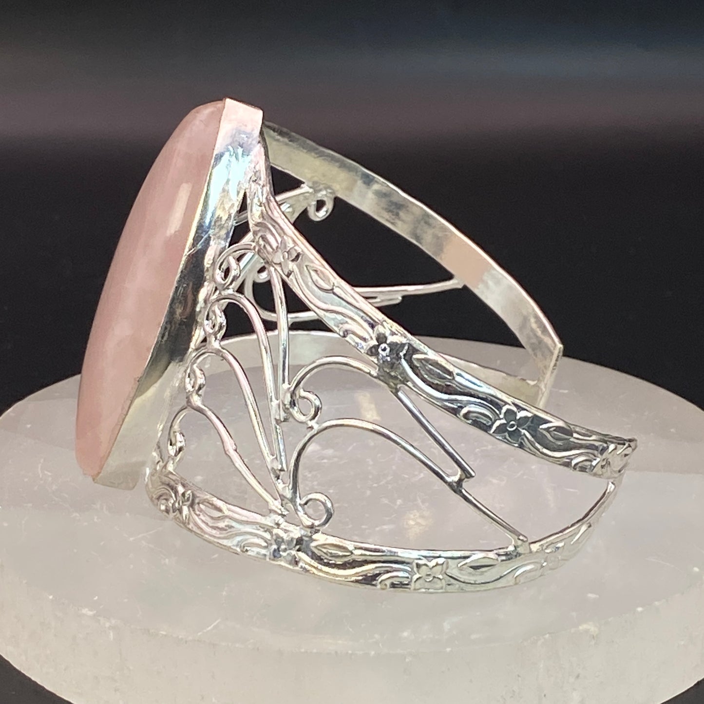 .925 Sterling Silver Rose Quartz Cuff