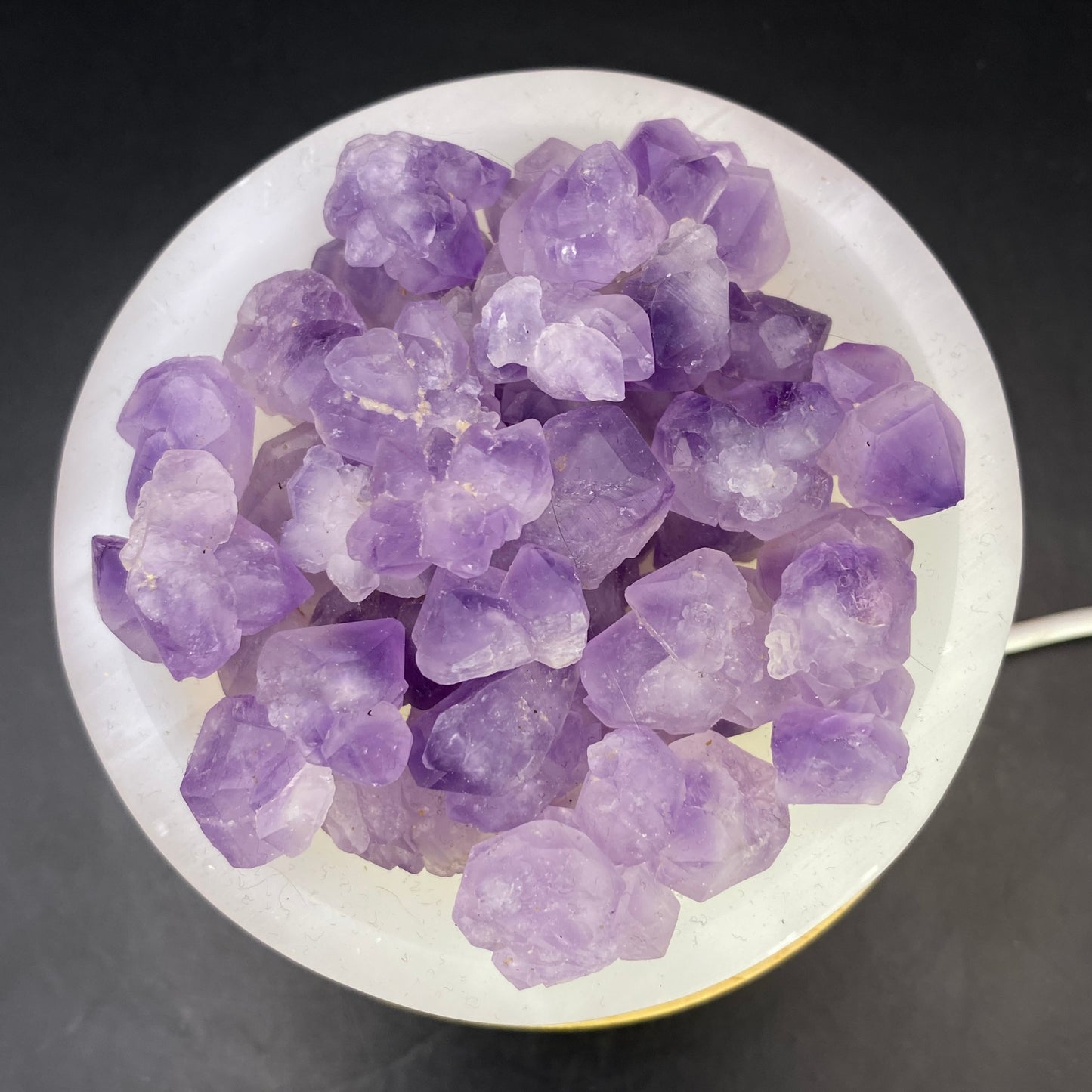 Selenite Large Bowl Set - Small Amethyst Clusters