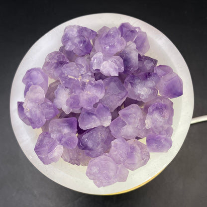 Selenite Large Bowl Set - Small Amethyst Clusters