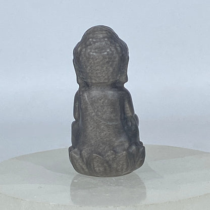 Silver Sheen Obsidian Buddha - Small