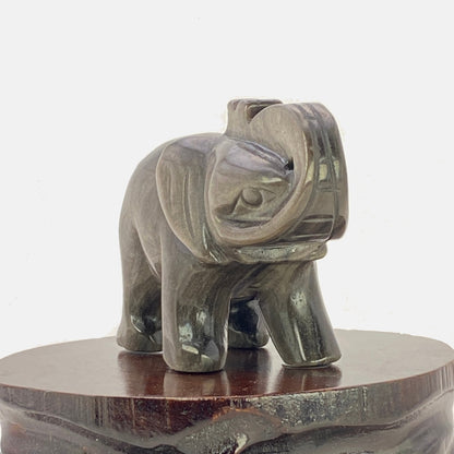 Silver Sheen Obsidian Elephant #2