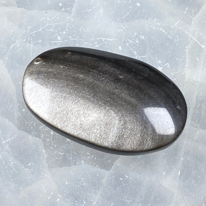 Silver Sheen Obsidian Pillow Palm Stone #1