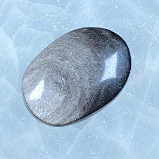 Silver Sheen Obsidian Pillow Palm Stone #3