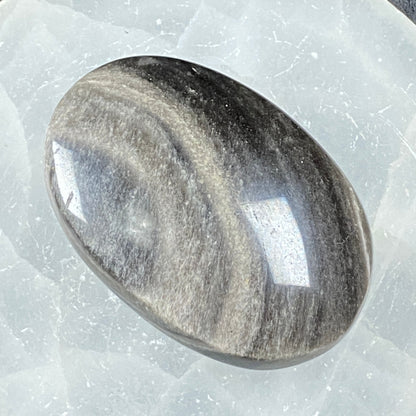 Silver Sheen Obsidian Pillow Palm Stone #4