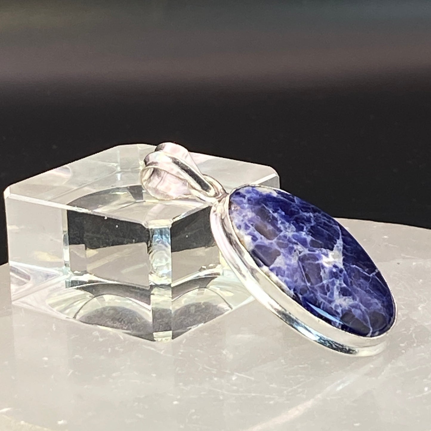 .925 Sterling Silver Sodalite Oval Pendant #1