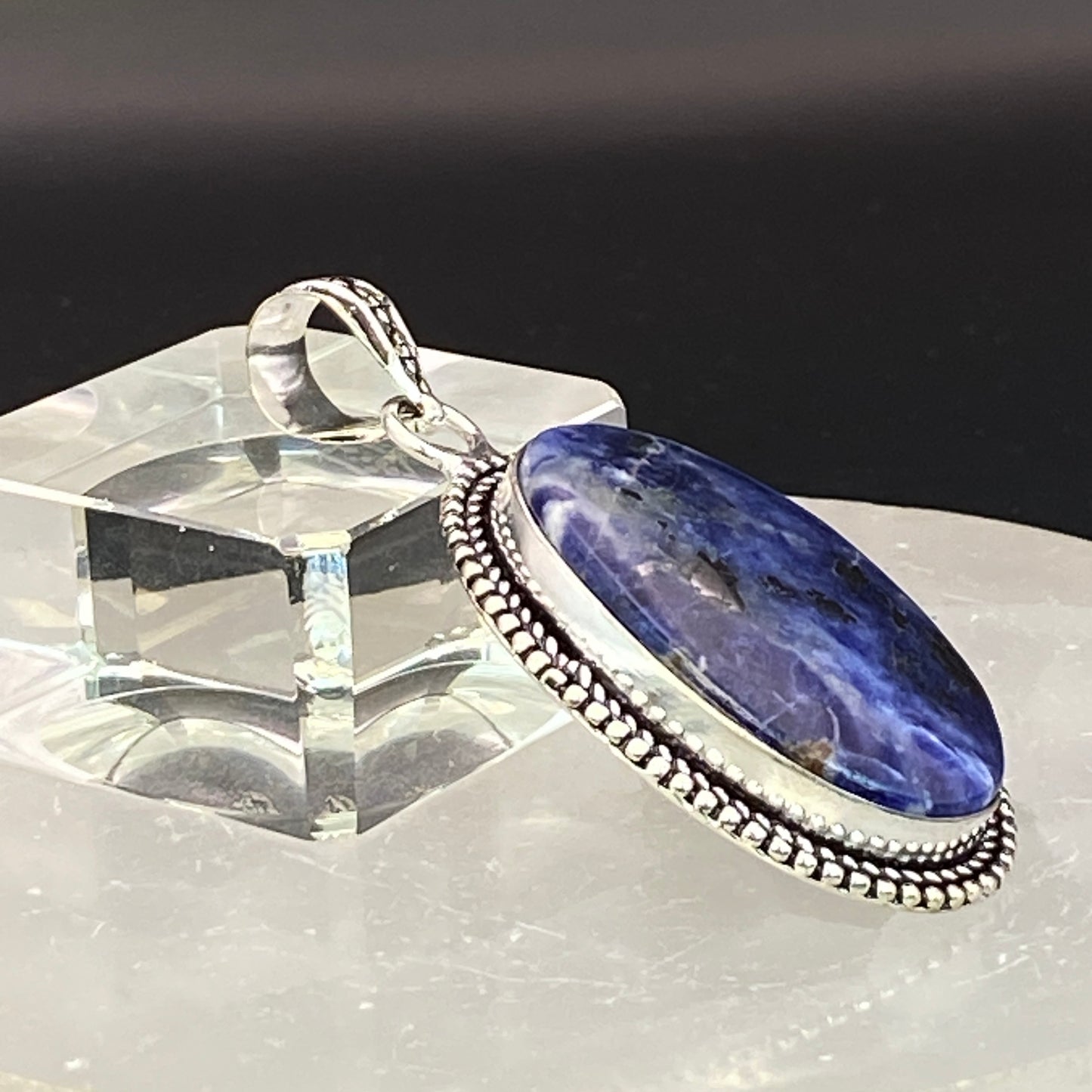 .925 Sterling Silver Sodalite Oval Pendant #2