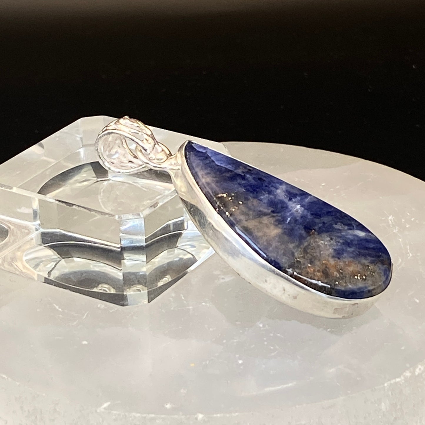 .925 Sterling Silver Sodalite Teardrop Pendant