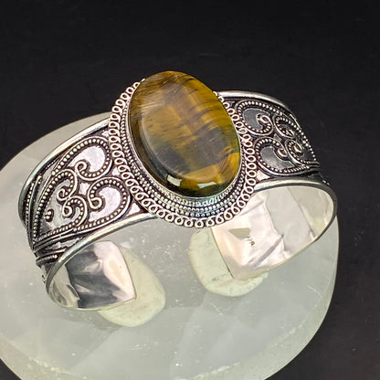 .925 Sterling Silver Tiger's Eye Cuff