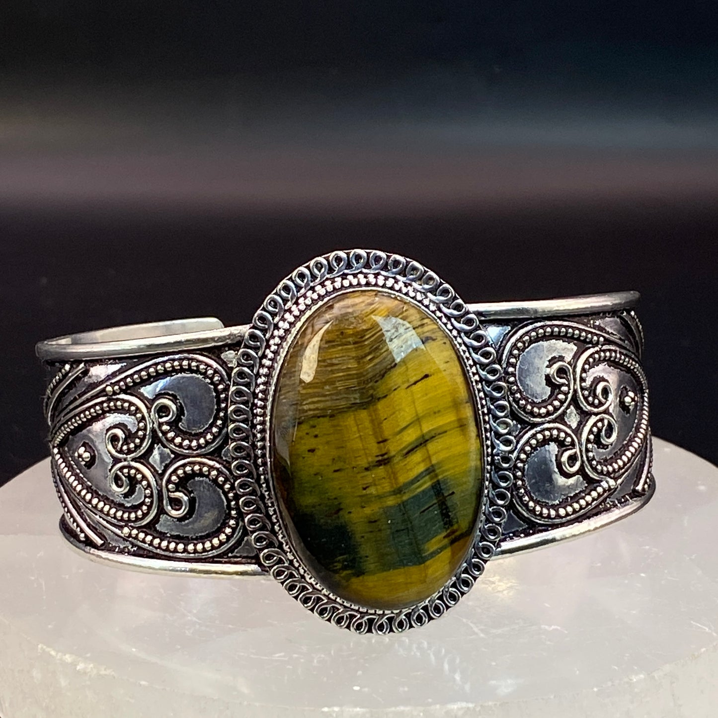 .925 Sterling Silver Tiger's Eye Cuff