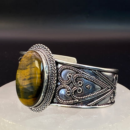 .925 Sterling Silver Tiger's Eye Cuff