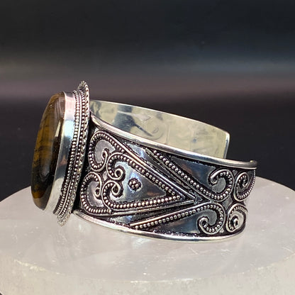 .925 Sterling Silver Tiger's Eye Cuff