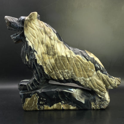 LARGE Volcano Agate Wolf - OVER 1KG!