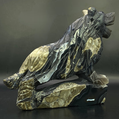 LARGE Volcano Agate Wolf - OVER 1KG!