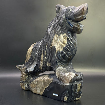 LARGE Volcano Agate Wolf - OVER 1KG!