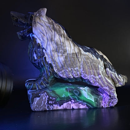 LARGE Volcano Agate Wolf - OVER 1KG!